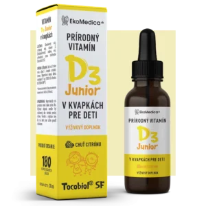 vitamín D3 Junior v kvapkách pre deti s príchuťou citrónu EkoMedica 30 ml